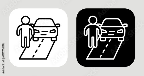 Mobility Level Icon In Black and White Line Style