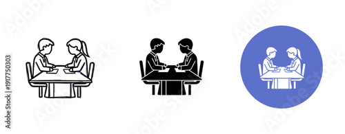 Icons of two people playing chess at a table