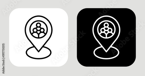 Local Community Icon In Black and White Line Style