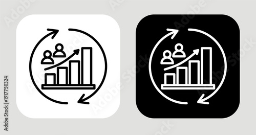 Demographic Shift Icon In Black and White Line Style