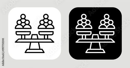 Population Scale Icon In Black and White Line Style