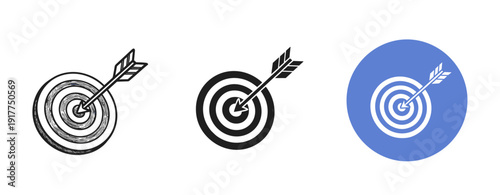 Three target and arrow icons in various styles and colors