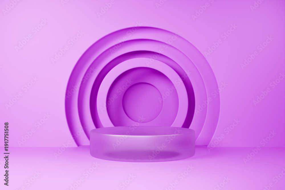 Fototapeta premium Purple concentric circle podium for artistic product display