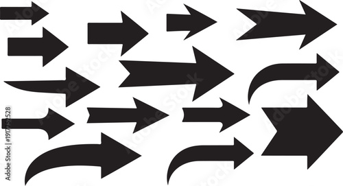 Collection of black arrows on a white background graphic