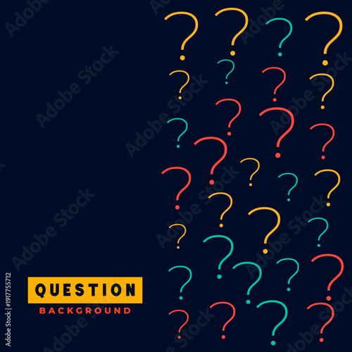doodle style colorful question mark symbol background for faq support
