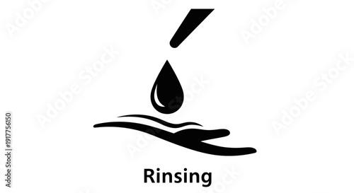 Black and white hand hygiene illustration rinsing symbol concept