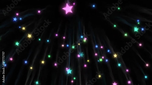 Vibrant colorful star lights shining in dark space