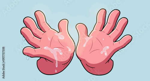 Cartoon hands with sweat illustration for various design purposes