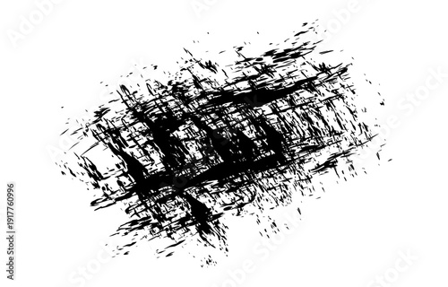 Abstract black grunge texture featuring expressive ink brush strokes, chaotic scratches, and splatter effects. Ideal for posters, banners, album covers, and modern graphic design backgrounds