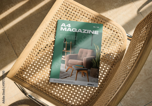 Mockup Of A4 Magazine With Customizable Cover