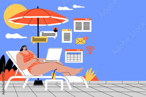Relaxed Remote Work Lifestyle Flat Illustration