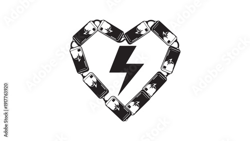 Pill Heart with Lightning Bolt Illustration Symbolizing Medication Adherence Cardiac Treatment and Emergency Response Programs