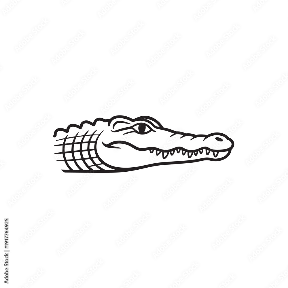 Naklejka premium A crocodile head vector style line art