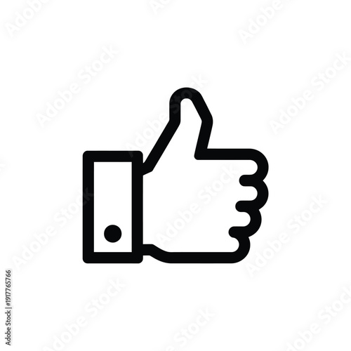 Simple black and white line drawing of a hand giving a thumbs up
