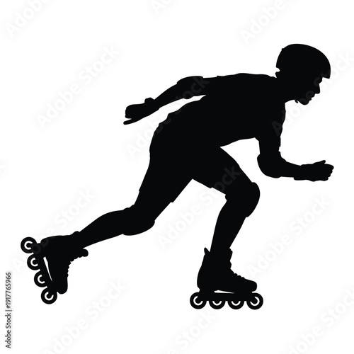 Silhouette of a person roller skating dynamically showcasing movement and speed