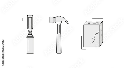 Chisel Hammer Brick Tools.