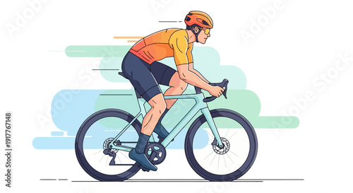 Man riding a road bicycle in athletic gear.