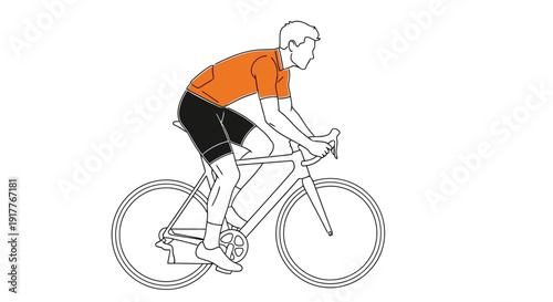 Man riding a road bicycle in athletic clothing.