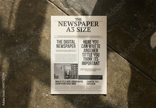 Mockup Of Customized A3 Newspaper Front Cover