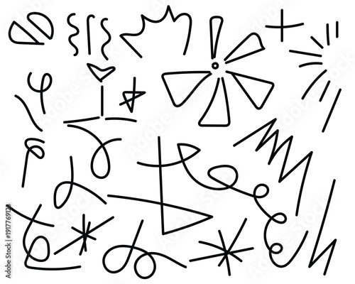 Abstract doodle art with various shapes and symbols