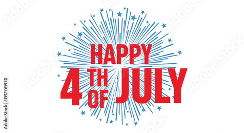 Happy 4th of July greeting card vector illustration, patriotic celebration design element