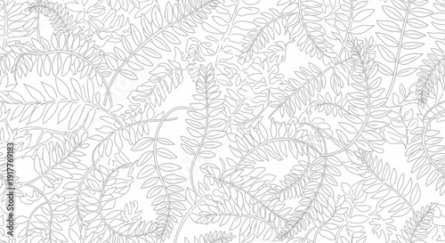 Abstract foliage pattern repeating botanical illustration for decorative design