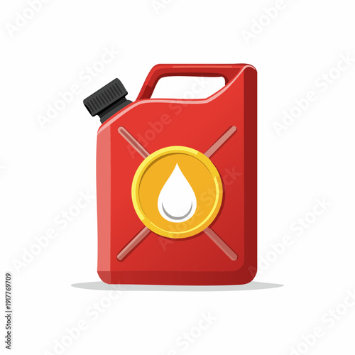 Red fuel container with gas drop icon, vector illustration, petrol jerrycan
