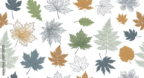 Autumn leaf assortment illustration on white background nature graphic design