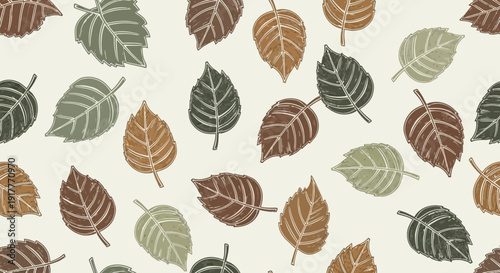 Autumn leaf pattern illustration on cream background for design elements