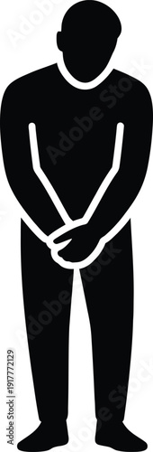 Black silhouette of a person with hands clasped in front of them male human