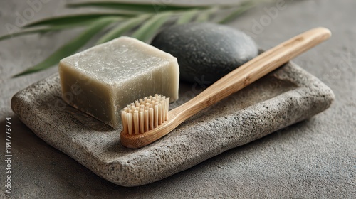 Natural Bath Essentials with Bamboo Toothbrush and Soap Bar