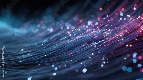 Abstract Colorful Light Waves with Glowing Particles in Motion