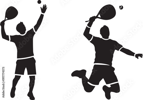 Paddle Players Silhouettes in Dynamic Action