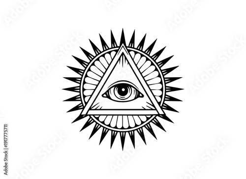 Eye of Providence Vector – All-Seeing Eye in Triangle with Sunburst Rays