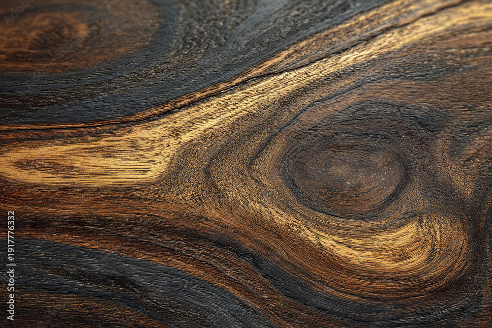 Obraz premium Dark wood grain texture smooth polished wooden surface with natural patterns and rich brown tones creating elegant and warm visual effect for design or background use