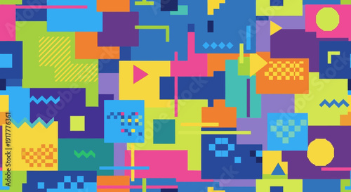 Vibrant geometric shapes in colorful abstract composition