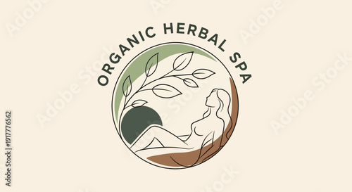 Organic Herbal Spa Logo Design with Woman and Plant.