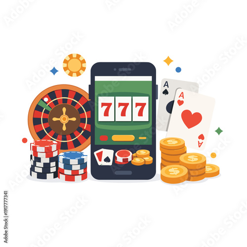 Mobile gaming with roulette and poker elements
