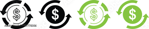 Financial circular arrows with dollar sign icons