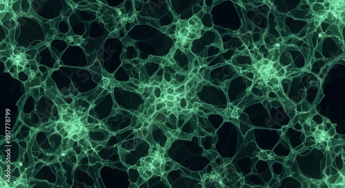 Glowing green neural network connections on dark background