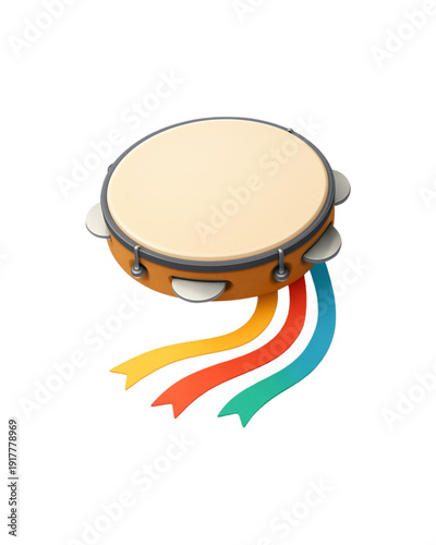 Pandeiro com Fitas Coloridas