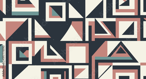 Vibrant geometric pattern with triangles and squares in modern design