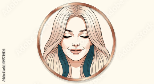 Serene woman with closed eyes and flowing blonde hair.