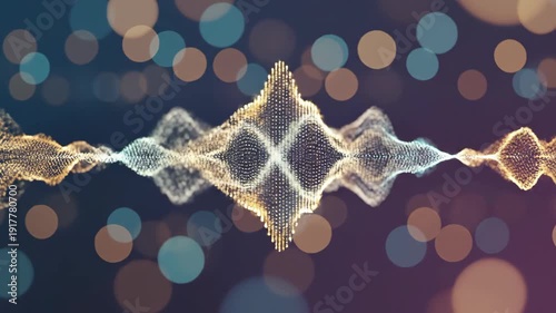 Abstract Digital Sound Waveform with Bokeh Lights Animation.