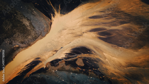 braided orange river in iceland