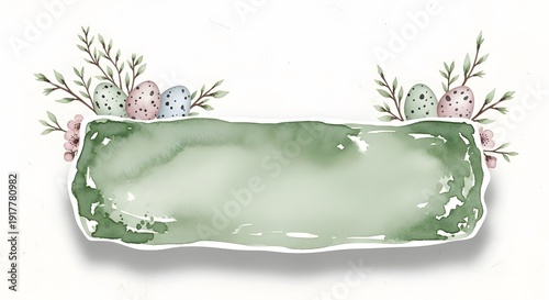 Easter green ceramic dish with decorative eggs and floral accents