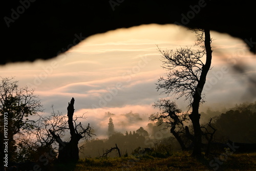 beautiful landscape with fog and clouds over Pleasanton, California