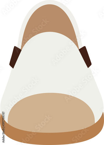 Minimalist White Loafer Shoe Illustration, Flat Front View, Modern Footwear Icon