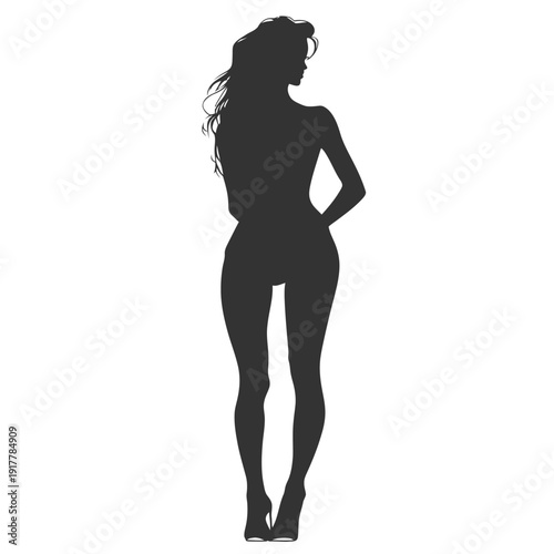 Silhouette of a Woman in High Heels Posing Elegantly
