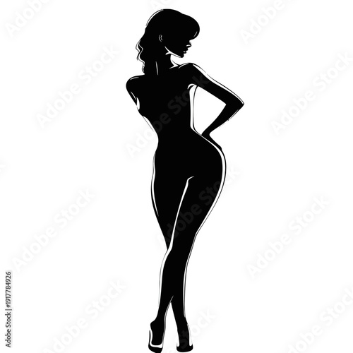 Silhouette of a Woman Posing Elegantly in Profile